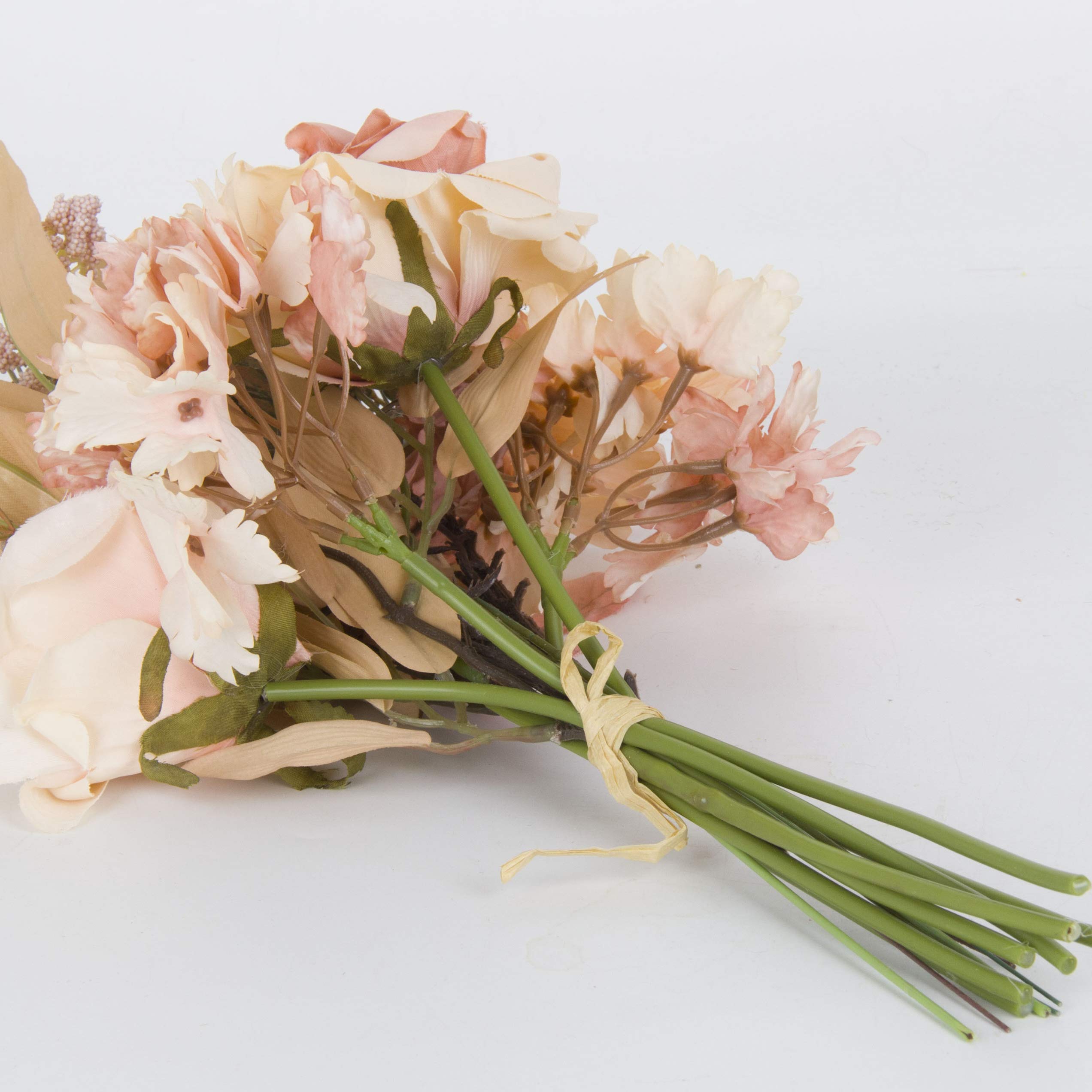 cn-Knight Künstlicher Blumenstrauß mit Hortensien und Rosen, 2 Stück, 43,2 cm, Hochzeitsstrauß für Brautjungfer, Brautstrauß, Heimdekoration, Tafelaufsätze (rosa-champagnerfarben)